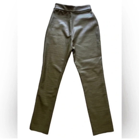 MESHKI Annabelle Olive Green Faux Leather Pants Size XS - Picture 9 of 13